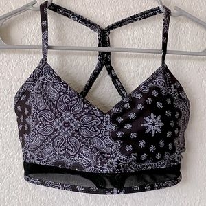 Lorna Jane Bandana Paisley Sports Bra with Mesh Band